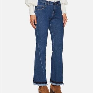 SEE BY CHLOE Jeans Blue Fringed $780 Women’s Rick Rack Jeans sz M 29